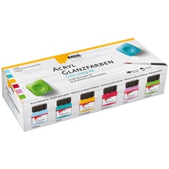 Σετ γυαλιστερών ακρυλικών χρωμάτων  KREUL 6 x 20 ml + πινέλο