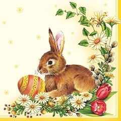 Χαρτοπετσετα για ντεκουπάζ Easter Egg and Hare Yellow- 1τεμ