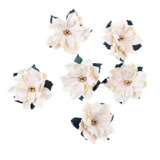 3D χάρτινα λουλούδια | Χριστούγεννα τριαντάφυλλο λευκό 6 τμχ