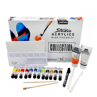 Ακρυλικά χρώματα Pebeo Studio Acrylics Box  με αξεσουάρ 23 τεμάχια