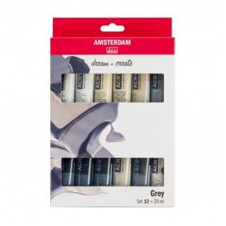 Σετ ακρυλικών χρωμάτων AMSTERDAM dream and create Grey 12 x 20ml