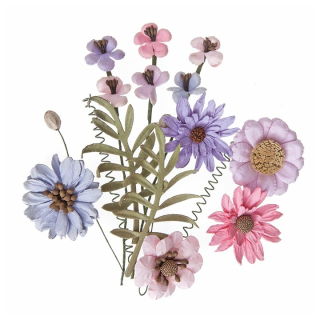 Χάρτινα λουλούδια  Pink & Lavender -  - Σετ 12 τεμ
