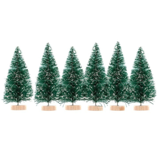 Χριστουγεννιάτικα διακοσμητικά μίνι δέντρα 6 τεμάχια