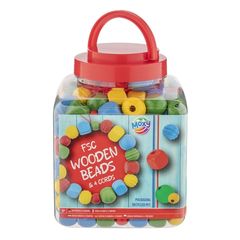 Ξύλινες χάντρες σε κουβά - 375 γραμμάρια | Red packaging
