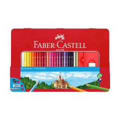 Ξυλομπογές Faber Castell σετ 48 χρώματα σε μεταλλική θήκη με άνοιγμα 