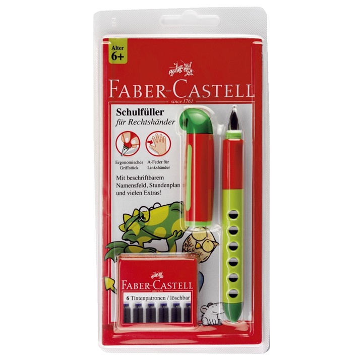 Πένα με ανταλλακτικά Faber-Castell με εργονομική λαβή για δεξιόχειρες.