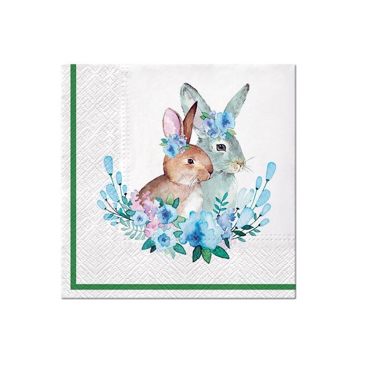 Πετσέτες ντεκουπάζ - Bunnies with Wreaths  - 1τμχ