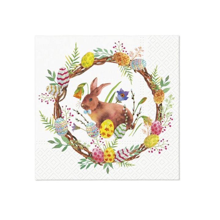 Πετσέτες ντεκουπάζ - Bunny in wreath  - 1τμχ