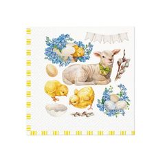 Πετσέτες ντεκουπάζ - Easter lamb frame  - 1τμχ