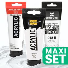 Πλεονεκτικό σετ 3 ακρυλικών λευκών χρωμάτων