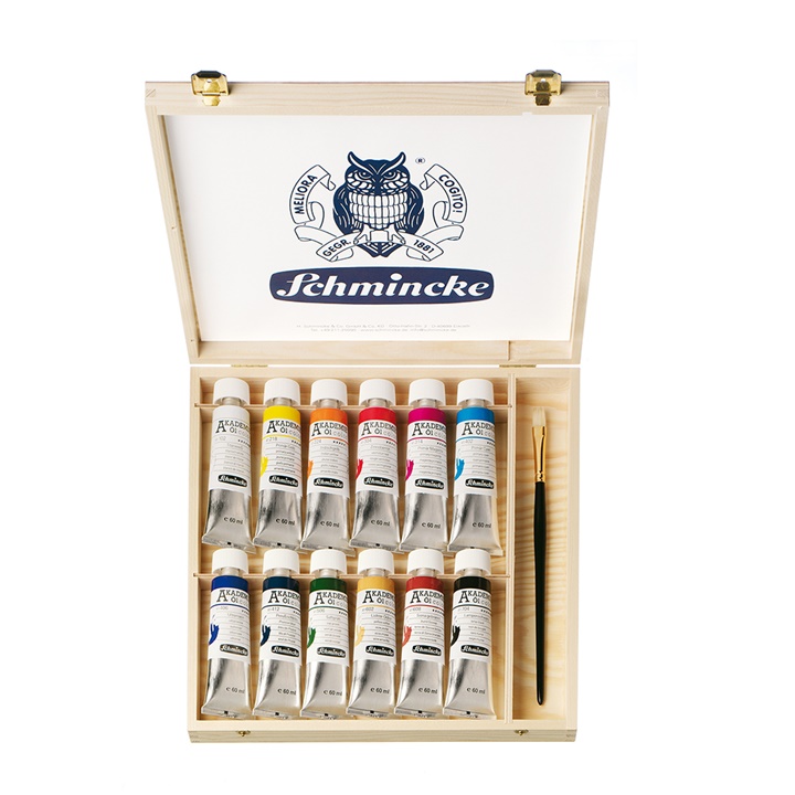 Σετ λαδομπογιών σε ξύλινο κουτί Schmincke AKADEMIE 12 x 60 ml