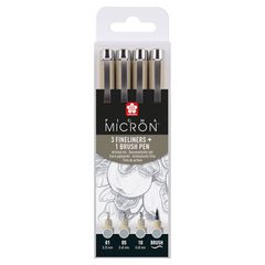 Σετ τεχνικών στυλό Sakura Pigma Micron 3 fineliners a brush pen | γκρι αποχρώσεις