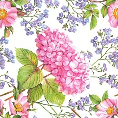 Χαροτοπετσετες για ντεκουπάζ Pink Hydrangea and Forget-Me-Not Flowers  - 1 τεμ