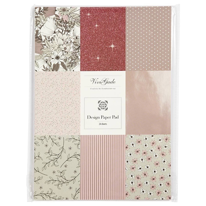 Χαρτί για scrapbooking A4 Vivi Gade - ροζ  τόνοι - σετ 24 φύλλων