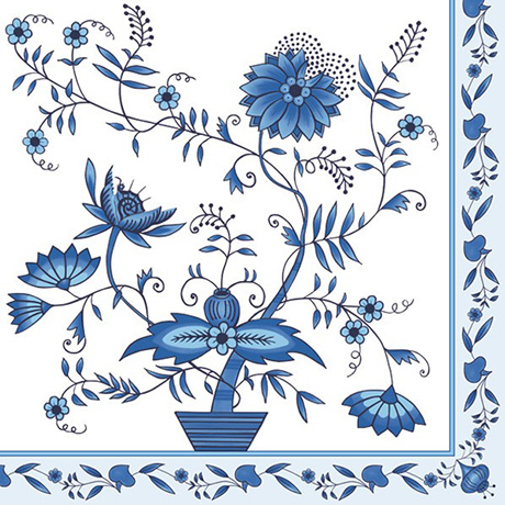 Χαρτοπετσετες για ντεκουπαζ - μπλε λουλουδια - 1 τεμ