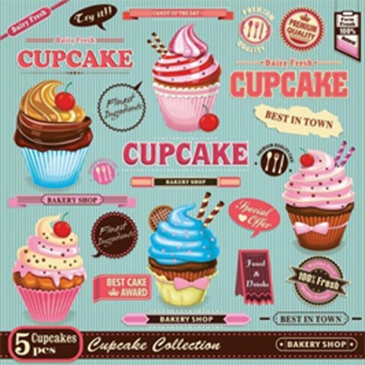 Χαρτοπετσετες για ντεκουπαζ Vintage Cupcake Poster - 1 τεμ