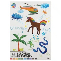 Χρωματιστό χαρτόνι A4 - 10 χρώματα, 20 φύλλα, 300 GSM